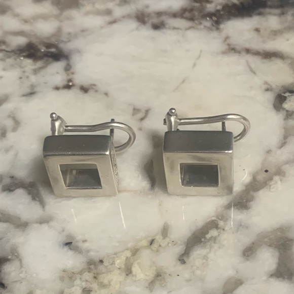 GUCCI Rare Vintage Hollow Square Earrings, Stamped 925 - Picture 3 of 11
